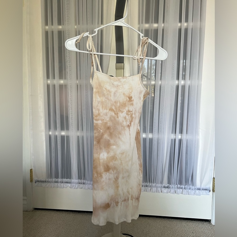 LA Hearts nude tie dye mini dress